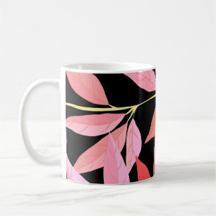 Caneca De Café Folhas botânicas, padrão colorido sem costura.