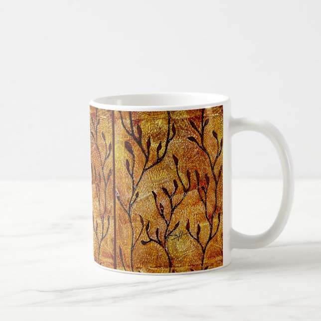Caneca De Café Folhas cinzeladas mão da arte da fibra - tons (Direita)