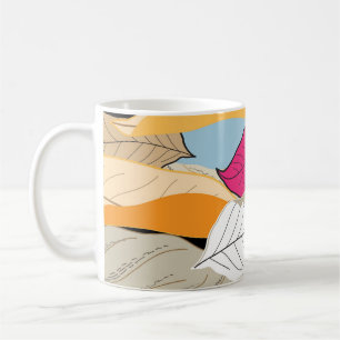 Caneca De Café Folhas coloridas de outono, padrão sem costura.