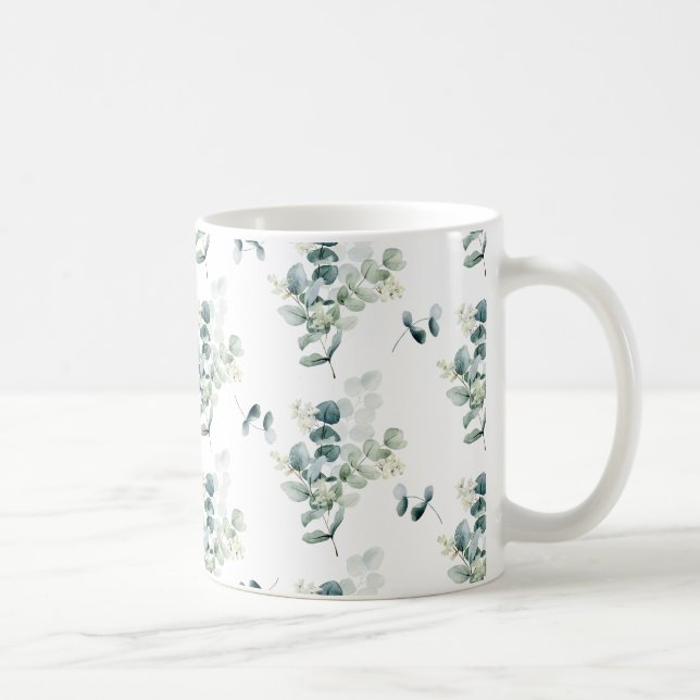 Caneca De Café Folhas de Aquarela (Direita)