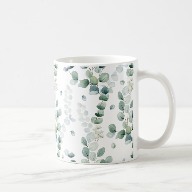 Caneca De Café Folhas de Aquarela (Direita)