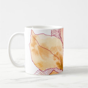 Caneca De Café Folhas de Aquarela de Outono Ilustração Botânica