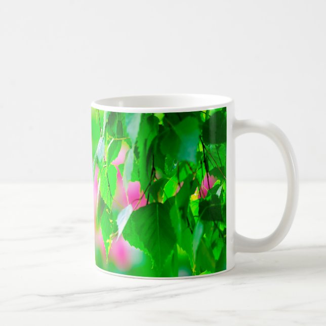 Caneca De Café Folhas de bétula flores de tulipa personalizáveis (Direita)