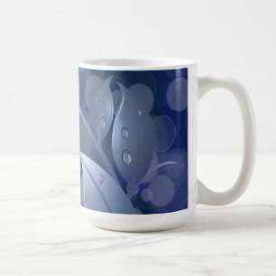 Caneca De Café Folhas de Bokeh Azul