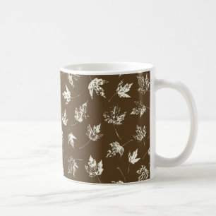 Caneca De Café Folhas de bordo de outono no marrom - padrão contí