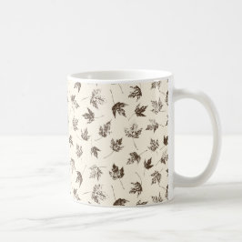 Caneca De Café Folhas de bordo outonais em creme - padrão contínu
