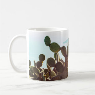 Caneca De Café Folhas de cacto. Planta ao ar livre com luz