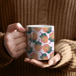 Caneca De Café Folhas de Canna Tropicanna em Pastel