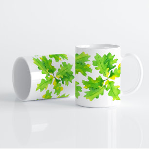 Caneca De Café Folhas de Carvalho Verde
