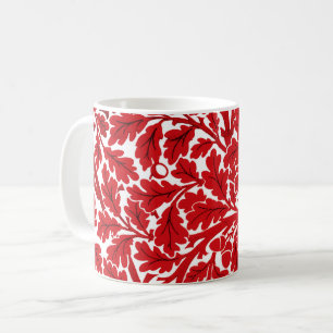 Caneca De Café Folhas de Carvalho William Morris, Vermelho Escuro
