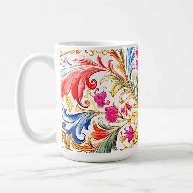 Caneca De Café Folhas de Design Florentine de rico (Esquerda)