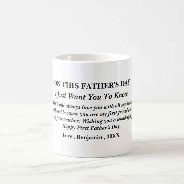 Caneca De Café  Folhas de Eucalipto Feliz Primeiro Dia dos Pais  (Centro)