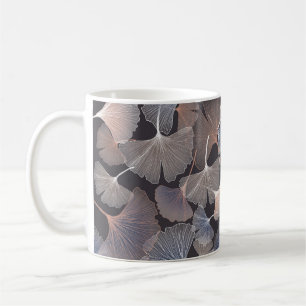 Caneca De Café Folhas de Ginkgo: padrão natural elegante.