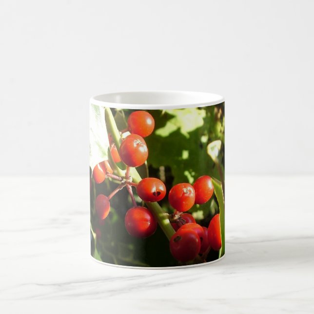 Caneca De Café Folhas de Holly e bagas vermelhas, Natal (Centro)