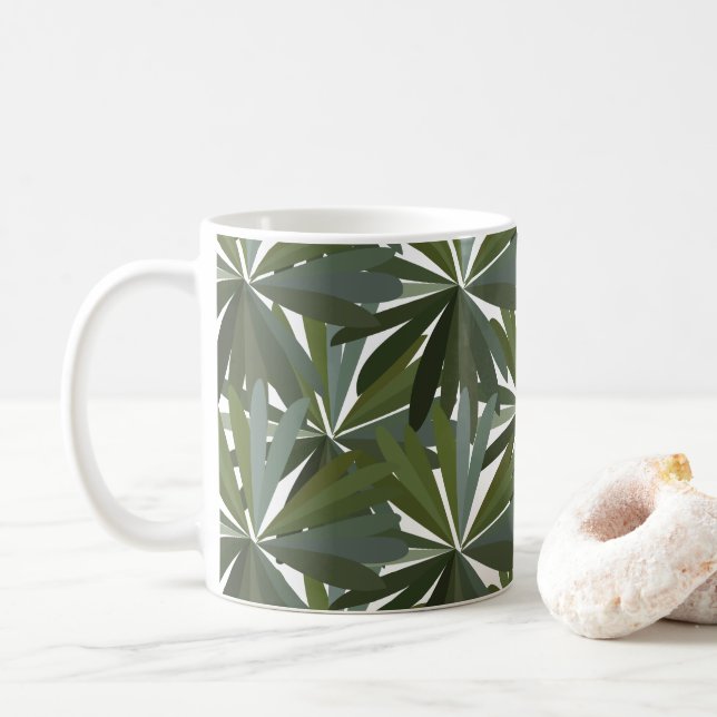 Caneca De Café Folhas de Lupino Verde (Com Donut)