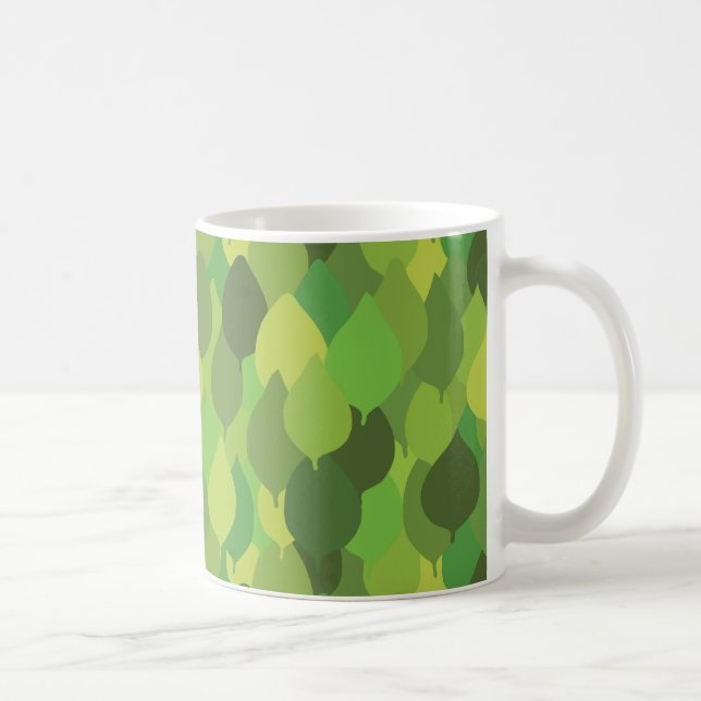 Caneca De Café Folhas de Lush alegres - padrão de superfície unif (Direita)