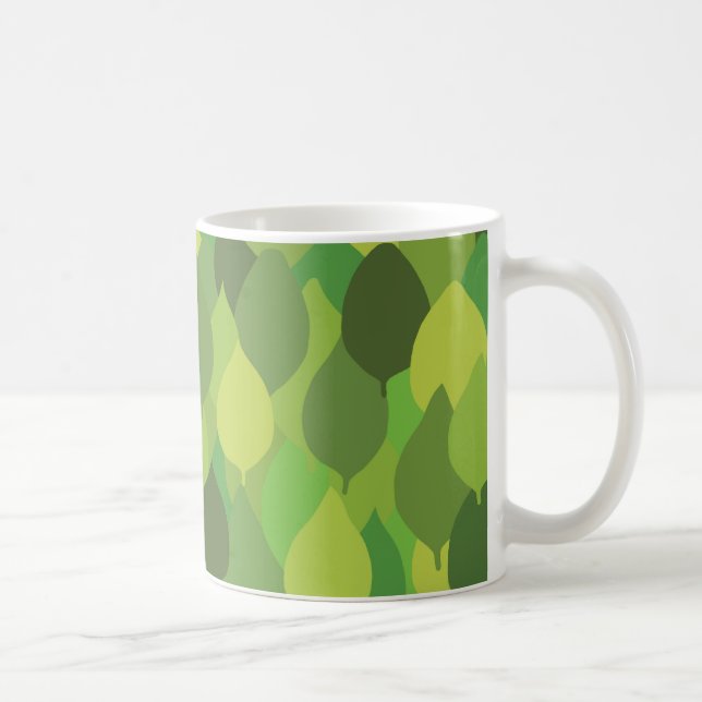 Caneca De Café Folhas de Lush alegres - padrão de superfície unif (Direita)