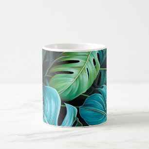 Caneca De Café Folhas de Monstera Botânica Folhagem Tropical da S