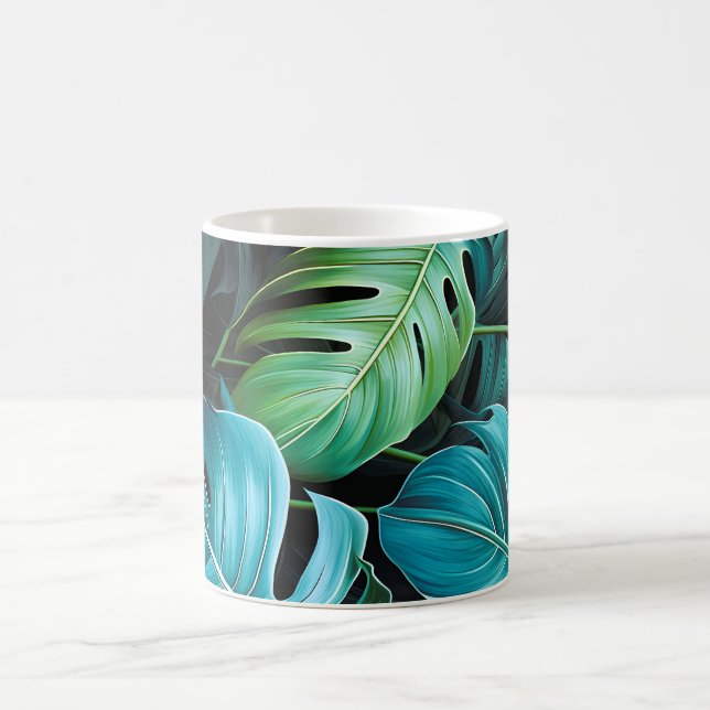 Caneca De Café Folhas de Monstera Botânica Folhagem Tropical da S (Centro)