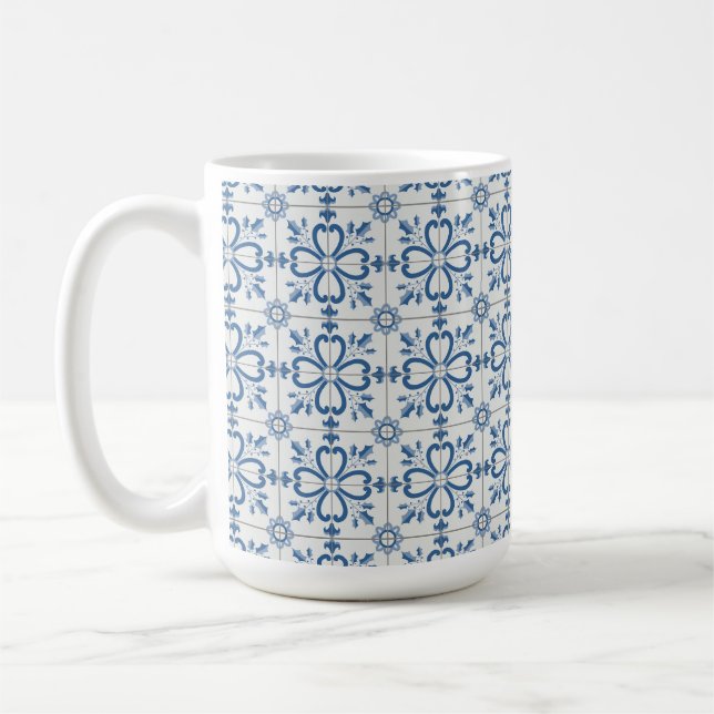 Caneca De Café Folhas de Natal e azulejos de flores (Esquerda)