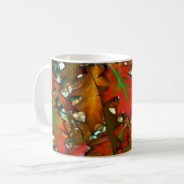 Caneca De Café Folhas de Outono Coloridas (Frente Esquerda)