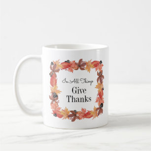 Caneca De Café Folhas de outono dão Ação de Graças aos Obrigados