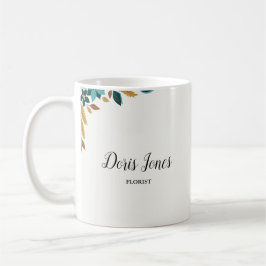 Caneca De Café Folhas de outono de flor da beleza azul