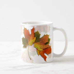 Caneca De Café Folhas De Outono De Laranja E Ouro