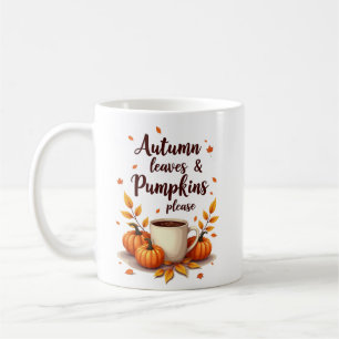 Caneca De Café Folhas de outono e Pumpkins, por favor