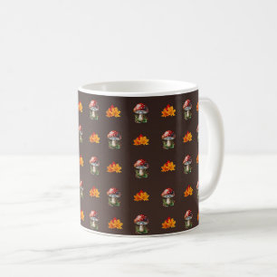 Caneca De Café Folhas de Outono Modernas Cogumelos Fungos