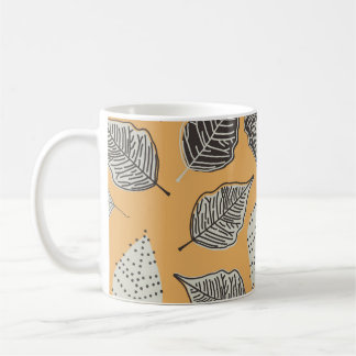 Caneca De Café Folhas de outono, padrão de colheita sem descontin