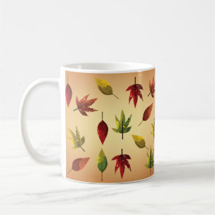 Caneca De Café Folhas de Outono Pintadas