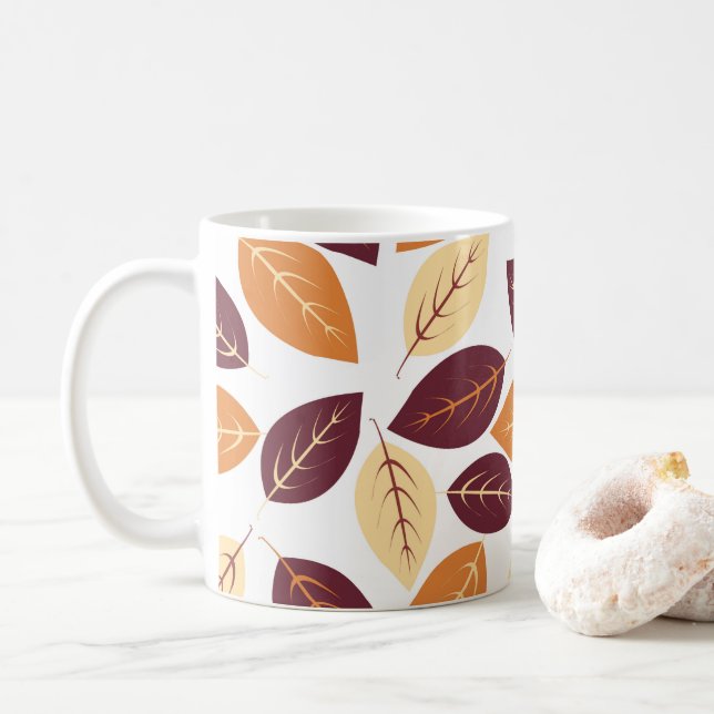 Caneca De Café Folhas de outono Simples (Com Donut)