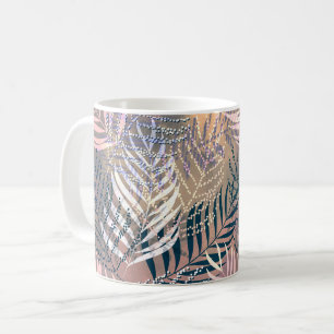 Caneca De Café Folhas de palma, tropicais, botânicas, folhas, sel