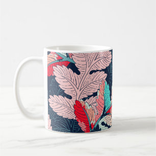 Caneca De Café Folhas de Palma Tropicais: Padrão de Vintage
