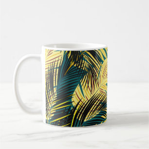 Caneca De Café Folhas de Palma: Vintage Escuro Tropical