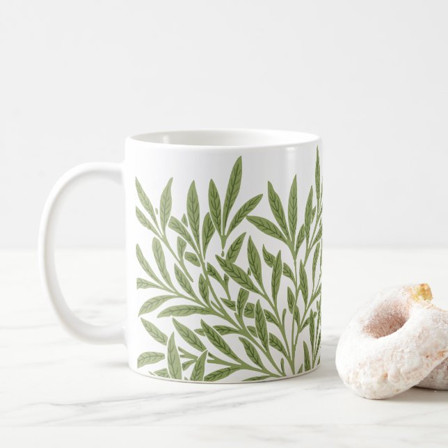 Caneca De Café Folhas de Salgueiro Vitorianas Antigas por William (Com Donut)