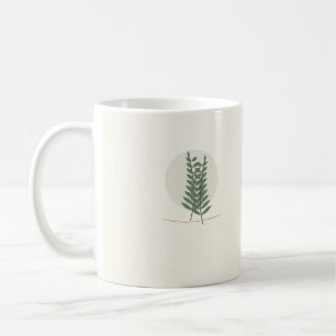 Caneca De Café Folhas de Samambaia Verde Floresta Minimalista Bot
