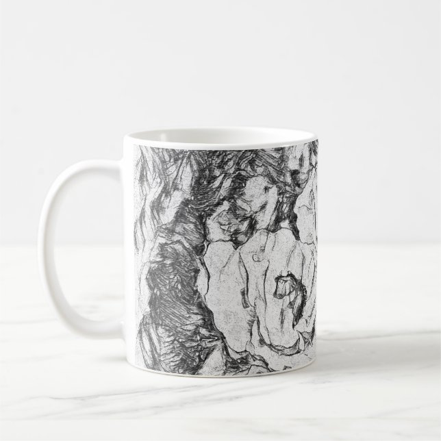Caneca De Café Folhas desenhadas de caneta desenhadas estampadas  (Esquerda)