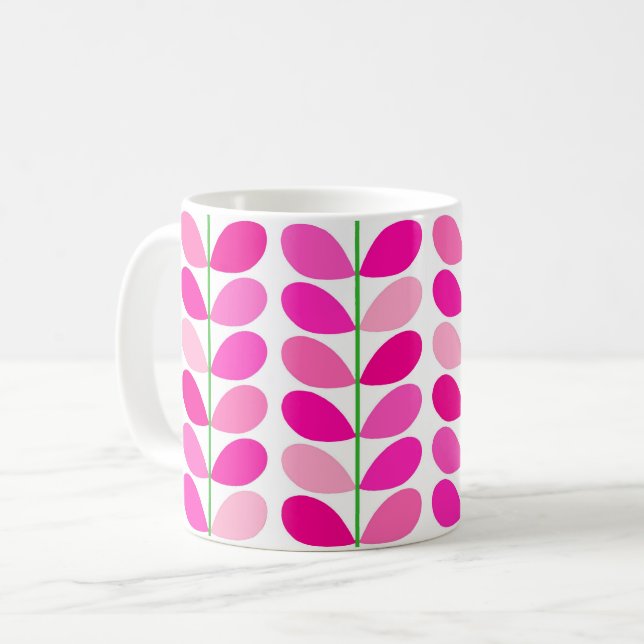 Caneca De Café Folhas Dinamarquesas de meio século, tons de cor-d (Frente Esquerda)