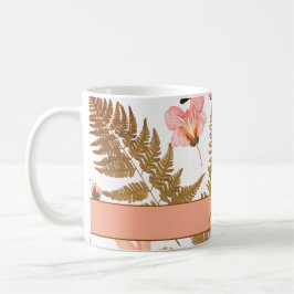Caneca De Café Folhas e flores de primavera boêmia elegantes mode