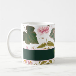 Caneca De Café Folhas e flores de primavera verde modernas e eleg