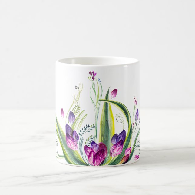 Caneca De Café Folhas e flores tropicais para o teatime (Centro)