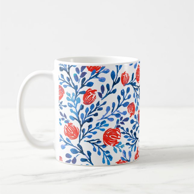 Caneca De Café Folhas Florais: Padrão Natural Invisível (Esquerda)