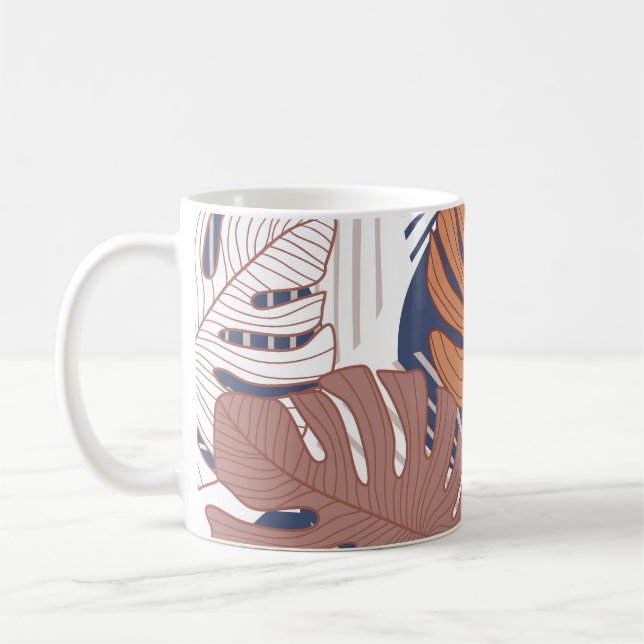 Caneca De Café Folhas monstera exóticas, tropicais de safra. (Esquerda)