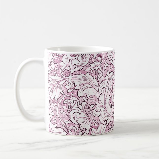Caneca De Café Folhas Ornamentais Rosa Barroco (Esquerda)