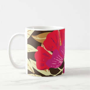 Caneca De Café Folhas Tropicais de Flores da Selva