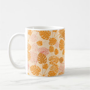 Caneca De Café Folhas tropicais de monstera. Seaml
