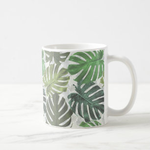 Caneca De Café Folhas tropicais de Palm monstera