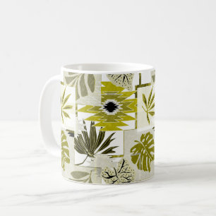 Caneca De Café Folhas tropicais e elementos de ornamentação.